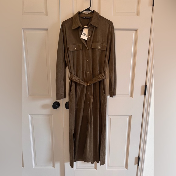 Zara Dresses & Skirts - Zara faux suede midi dress NWT M